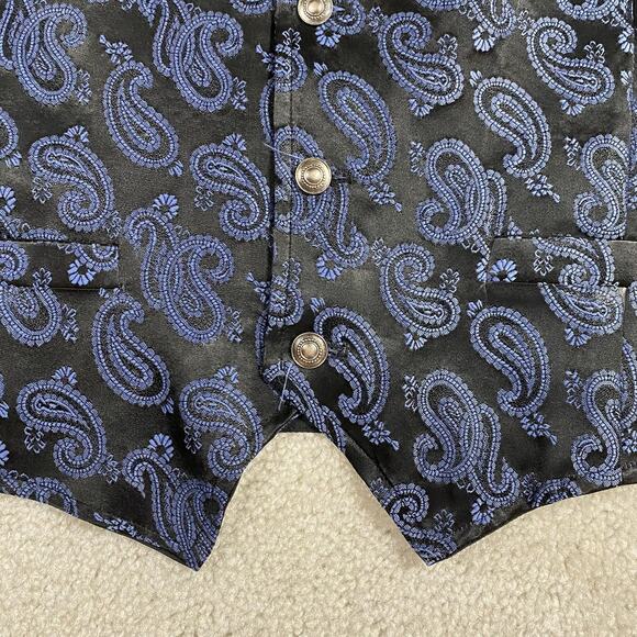 Palo Duro Vest Mens XL Black Blue Paisley Western Dress Formal Suit Cowboy - Picture 2 of 7